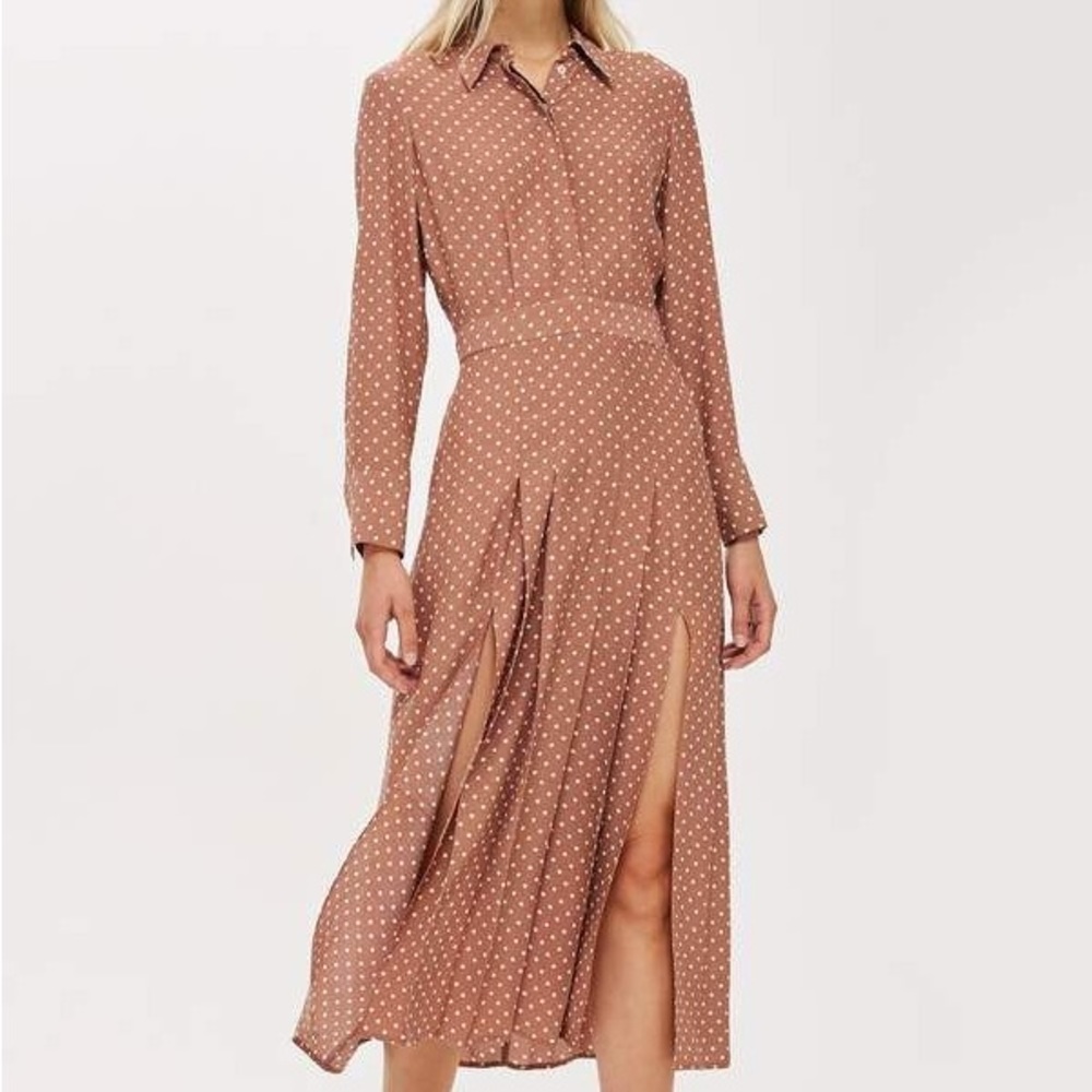 brown polka dot dress topshop Dresses | Button Down With Leg Slits Crafted from durable polyester Heart Motifs Girls Birthday Dress Pink Size:Size 2/3 yrs.